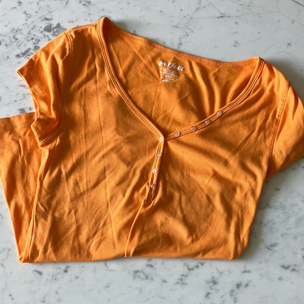 Old Navy Orange Short Sleeve Henley Top